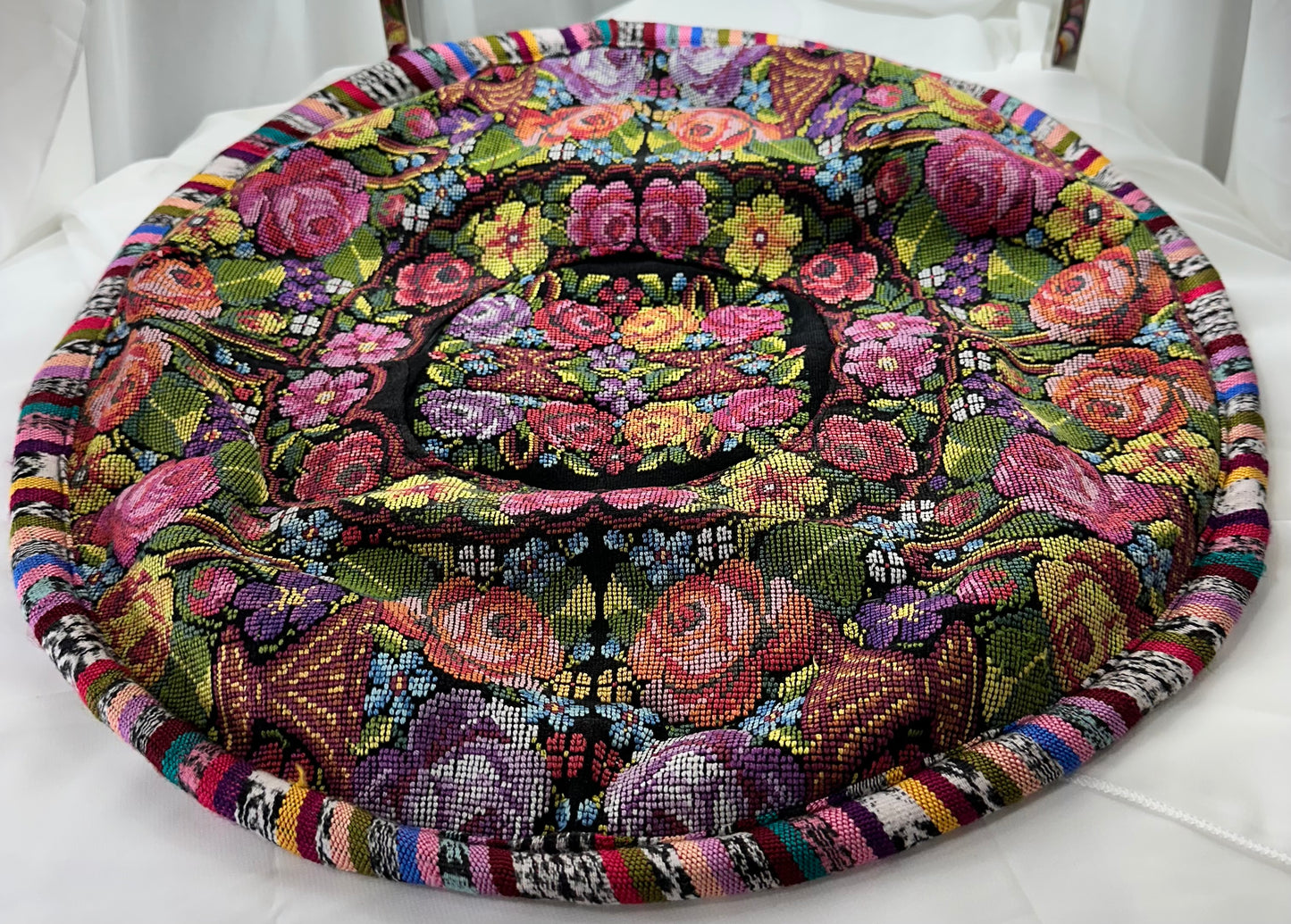 Handcrafted Guatemalan Floral Round Pillow