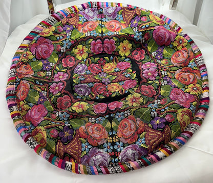 Handcrafted Guatemalan Floral Round Pillow