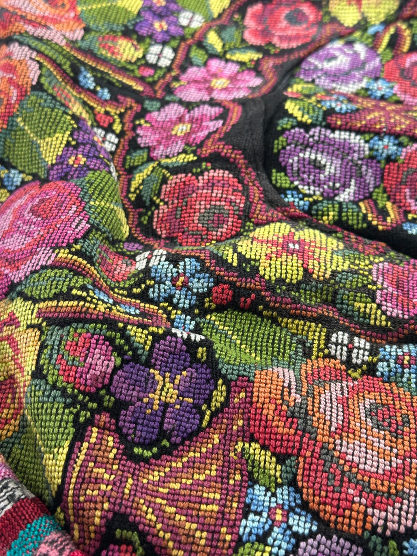 Handcrafted Guatemalan Floral Round Pillow