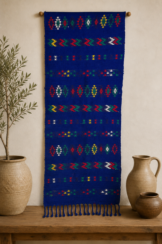 Handwoven Guatemalan Indigo Table Runner&nbsp;