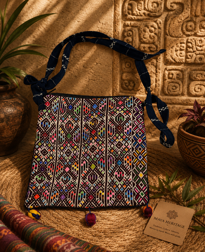 Handcrafted Guatemalan Maya Textile Crossbody Bag |  Traditional Multicolor Embroidery