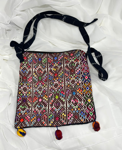 Handcrafted Guatemalan Maya Textile Crossbody Bag |  Traditional Multicolor Embroidery