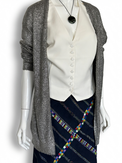 Handwoven Guatemalan Maxi Skirt | Navy with Multicolor Maya Accents