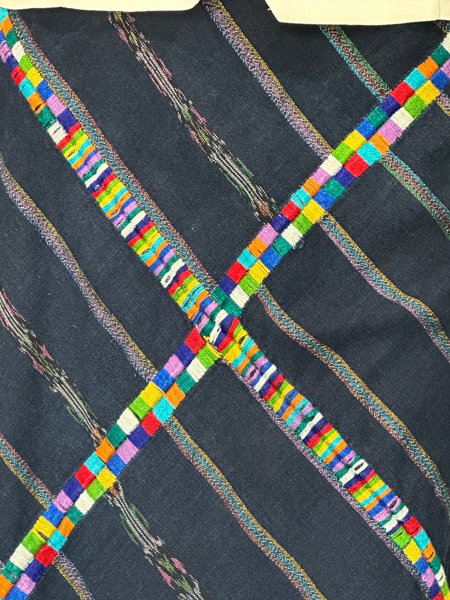 Handwoven Guatemalan Maxi Skirt | Navy with Multicolor Maya Accents