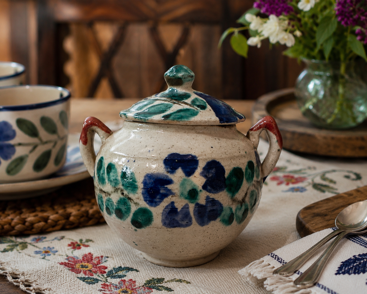 Handcrafted Guatemalan Ceramic Sugar Bowl | Artisan Pottery from San Martin Jilotepeque