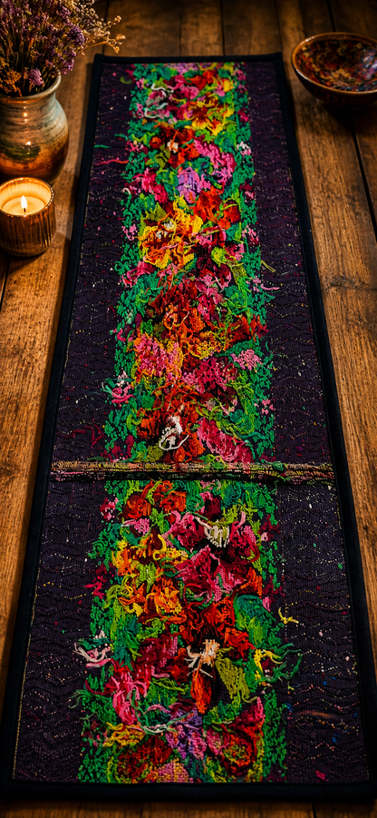 Vibrant Handwoven Guatemalan Floral Table Runner