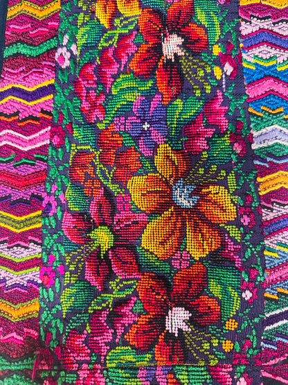 Vibrant Handwoven Guatemalan Floral Table Runner