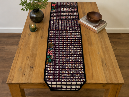 Purple Garden & Songbird Guatemalan Table Runner