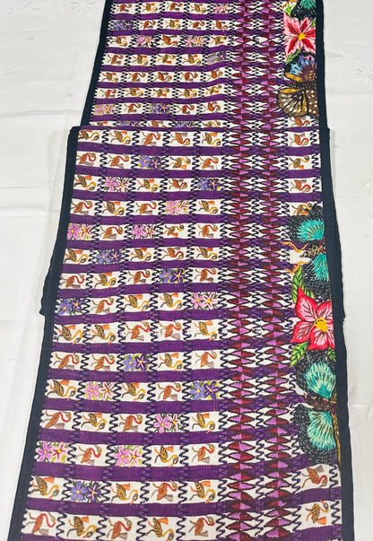 Purple Garden & Songbird Guatemalan Table Runner