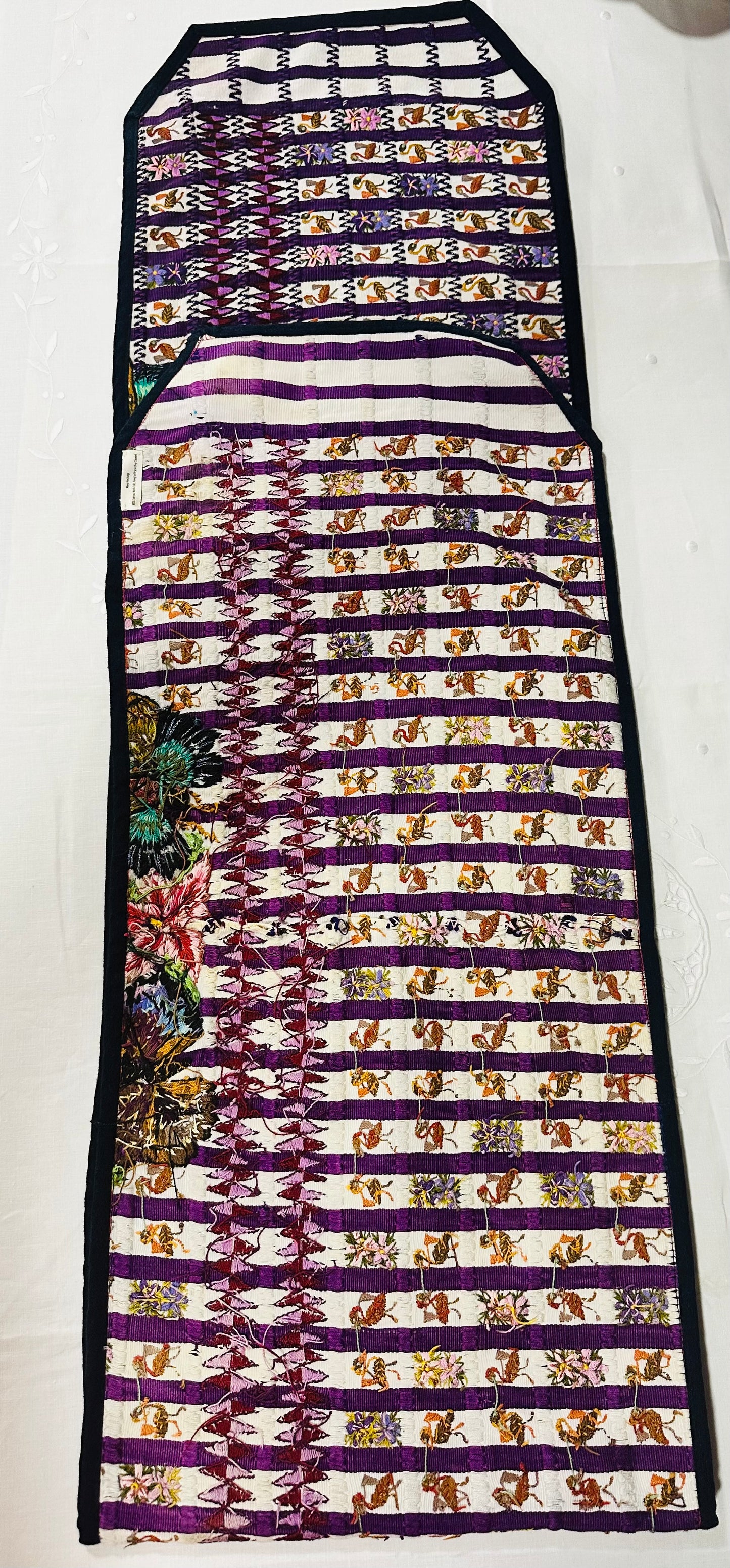 Purple Garden & Songbird Guatemalan Table Runner
