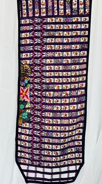Purple Garden & Songbird Guatemalan Table Runner