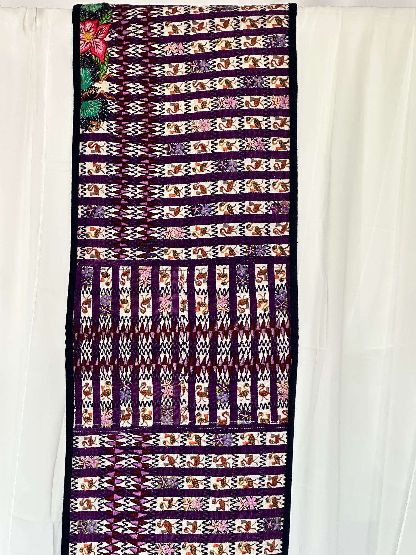 Purple Garden & Songbird Guatemalan Table Runner