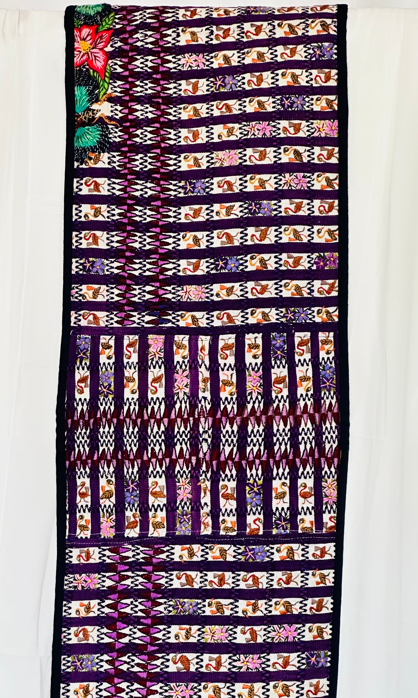 Purple Garden & Songbird Guatemalan Table Runner