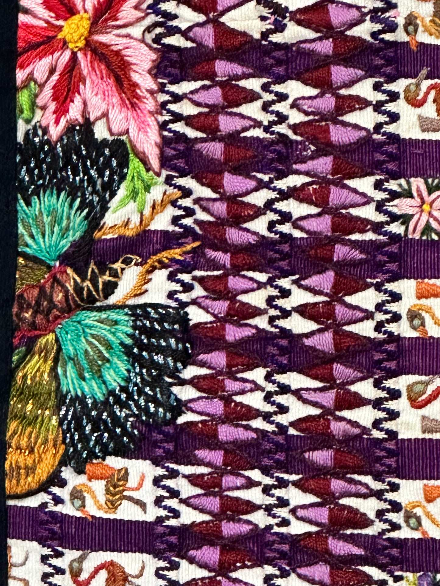 Purple Garden & Songbird Guatemalan Table Runner