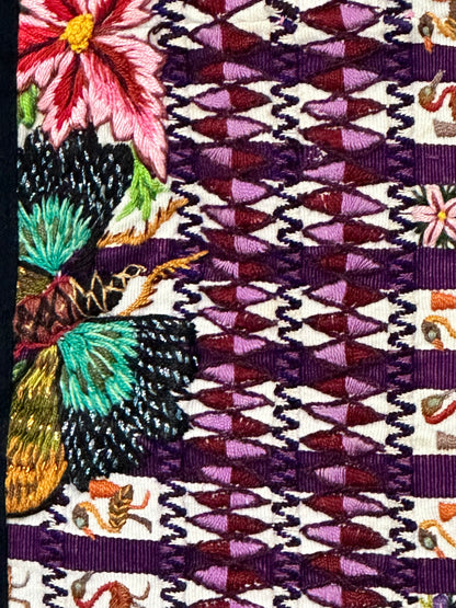 Purple Garden & Songbird Guatemalan Table Runner