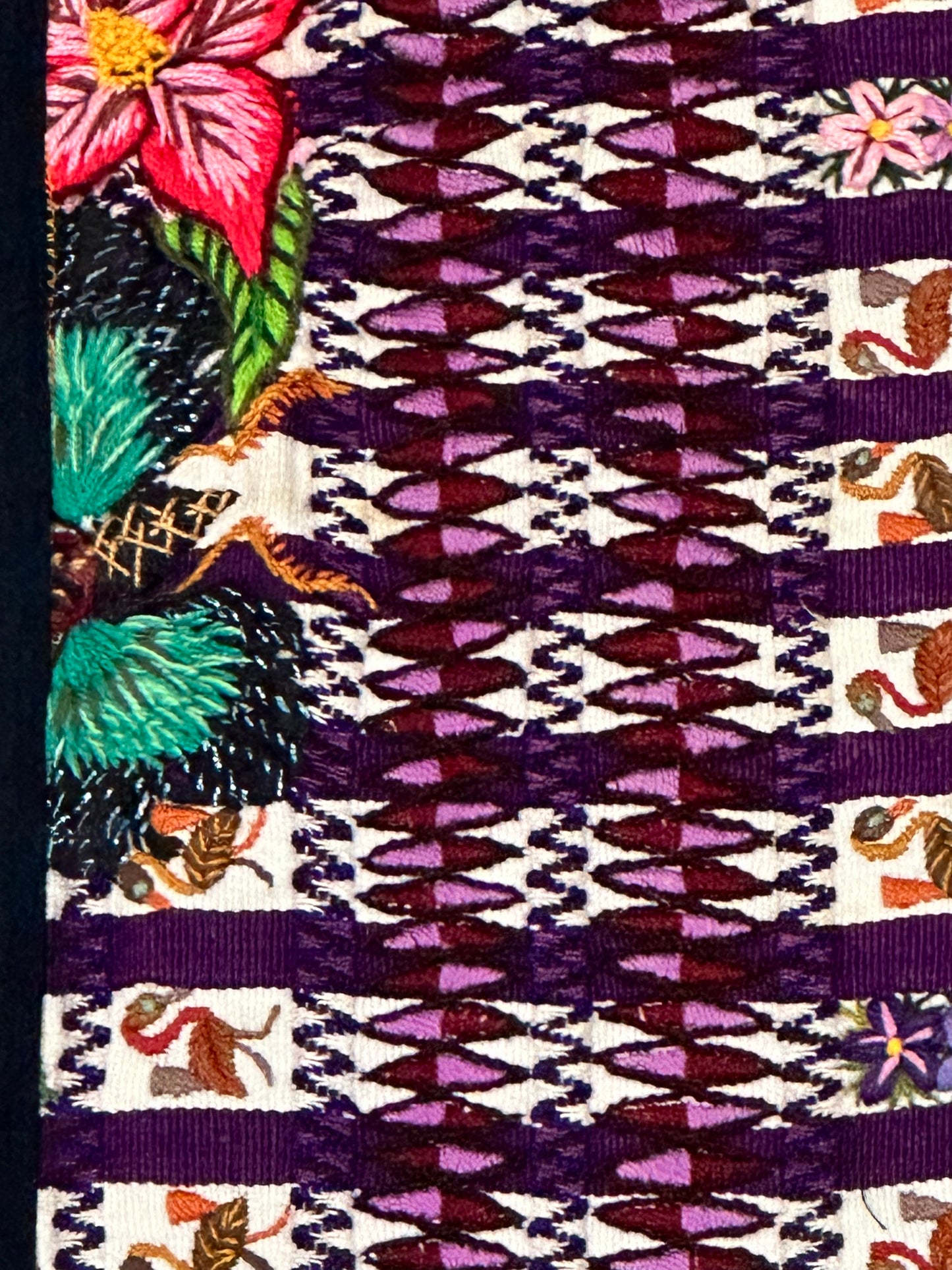 Purple Garden & Songbird Guatemalan Table Runner