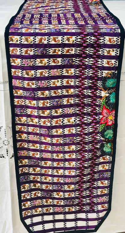 Purple Garden & Songbird Guatemalan Table Runner