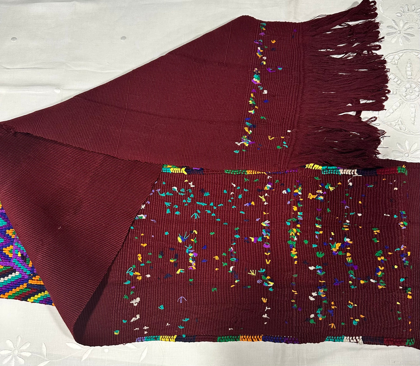 Vintage Oversized Handwoven Guatemalan Textile Table Runner | Vintage Maya Artisan Weaving