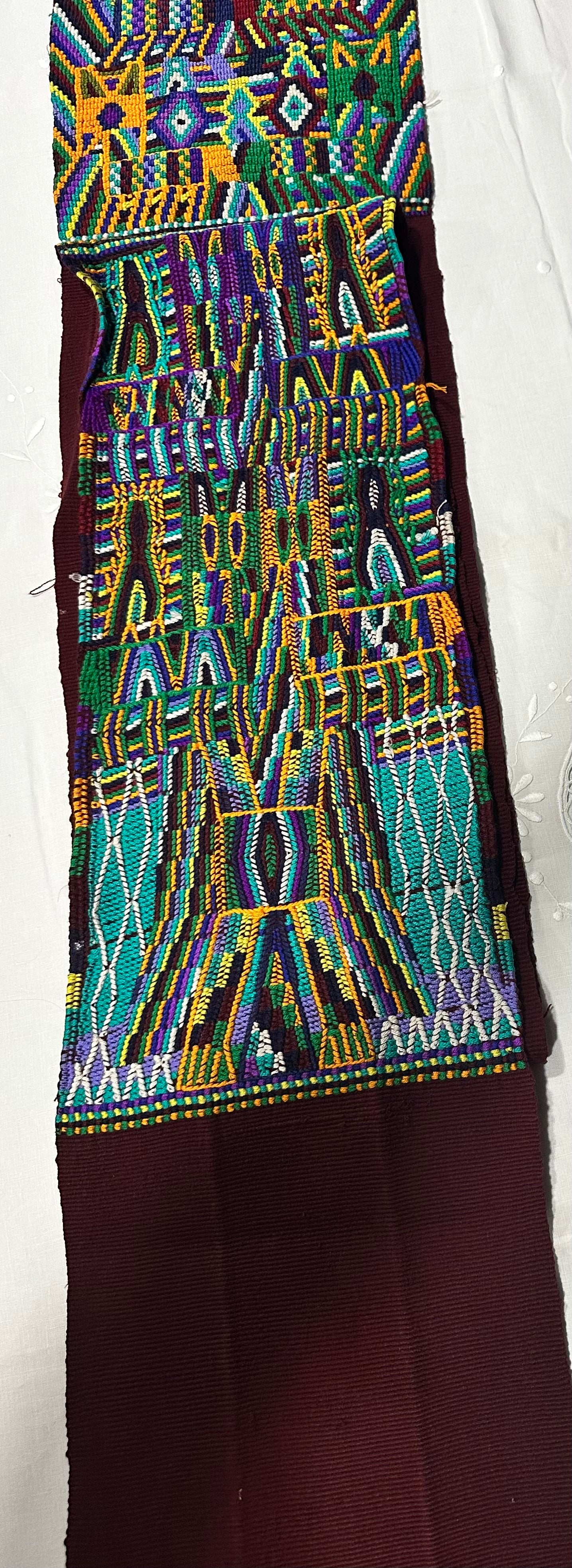 Vintage Oversized Handwoven Guatemalan Textile Table Runner | Vintage Maya Artisan Weaving