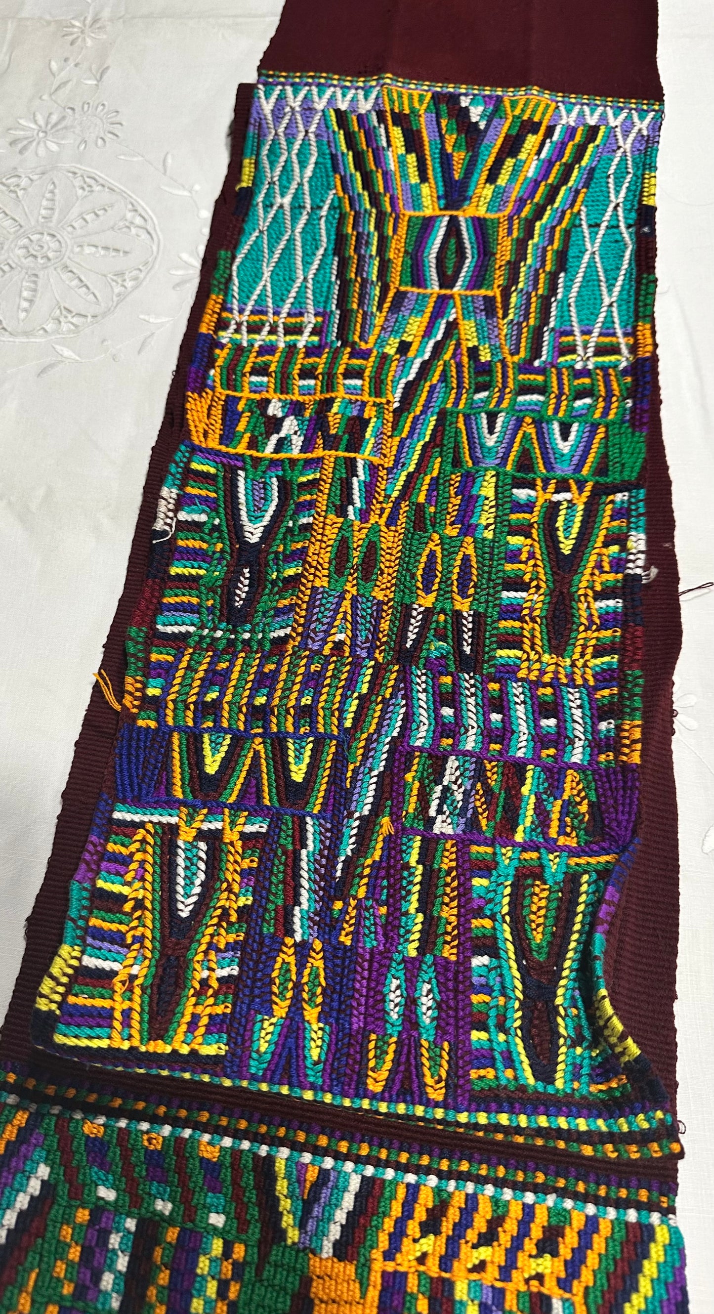 Vintage Oversized Handwoven Guatemalan Textile Table Runner | Vintage Maya Artisan Weaving