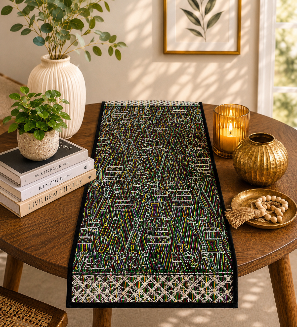 Handwoven Guatemalan Geometric Table Runner