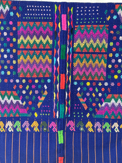 Blue Maya Heritage Wall Tapestry | Handwoven Guatemalan Textile Art