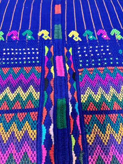 Blue Maya Heritage Wall Tapestry | Handwoven Guatemalan Textile Art