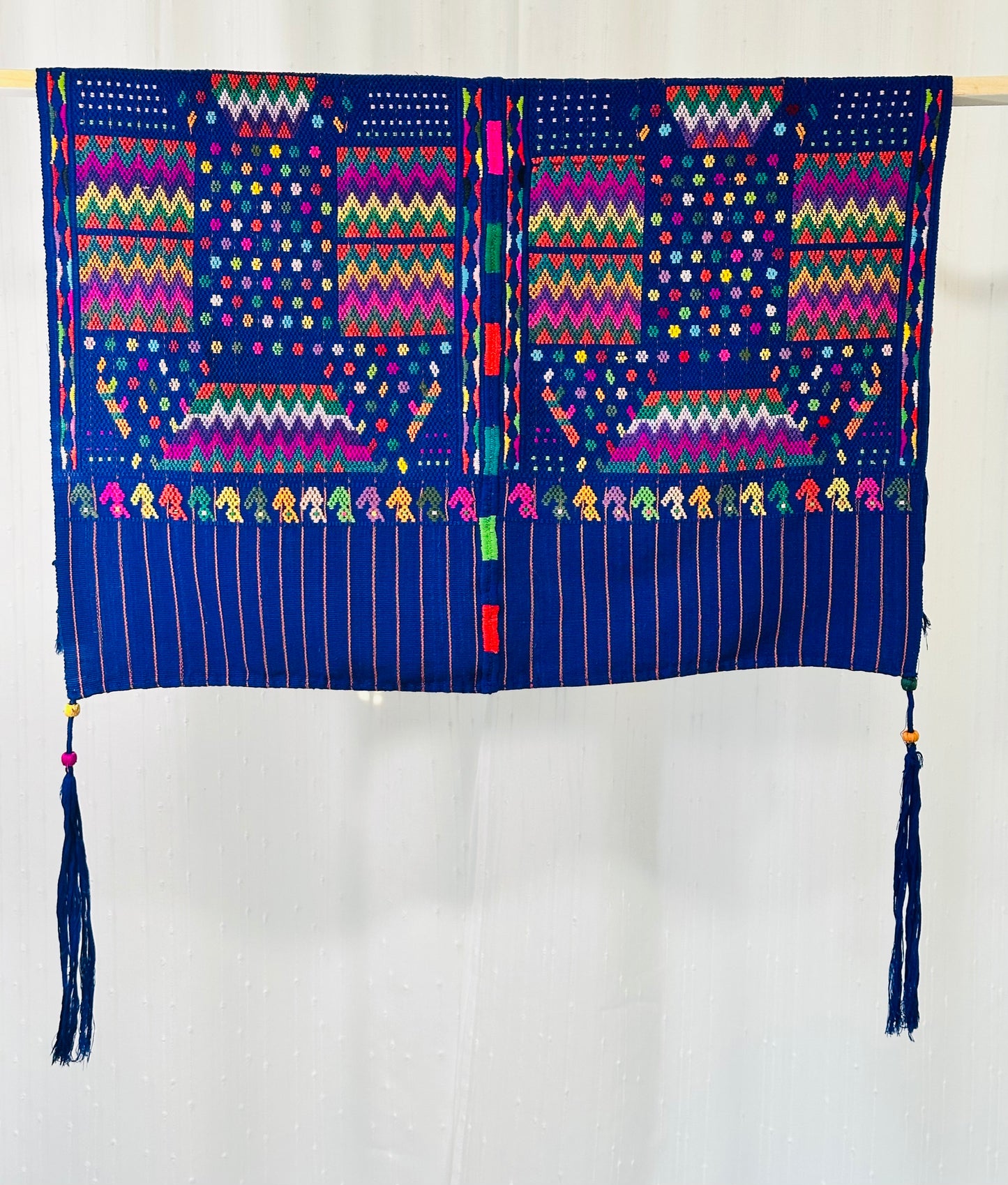 Blue Maya Heritage Wall Tapestry | Handwoven Guatemalan Textile Art