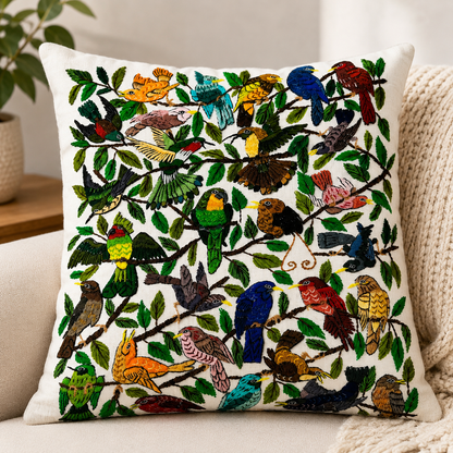 Guatemalan Hand Embroidered Bird Textile Panel