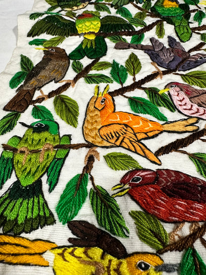 Guatemalan Hand Embroidered Bird Textile Panel