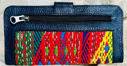 Handmade Guatemalan Huipil Wallet Black |Leather Artisan Wallet