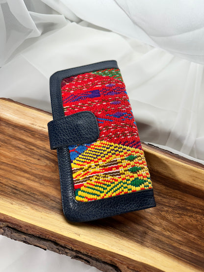 Handmade Guatemalan Huipil Wallet Black |Leather Artisan Wallet