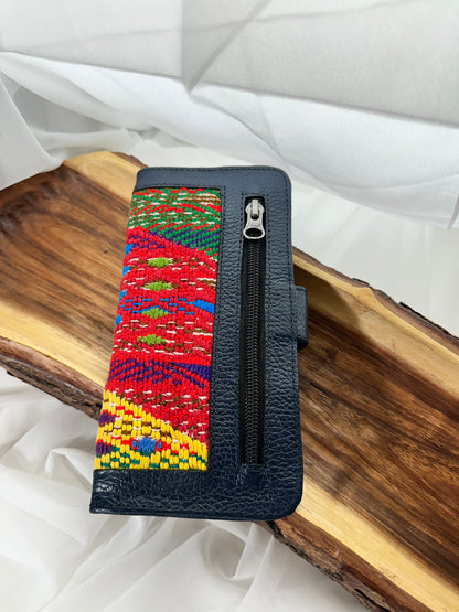Handmade Guatemalan Huipil Wallet Black |Leather Artisan Wallet