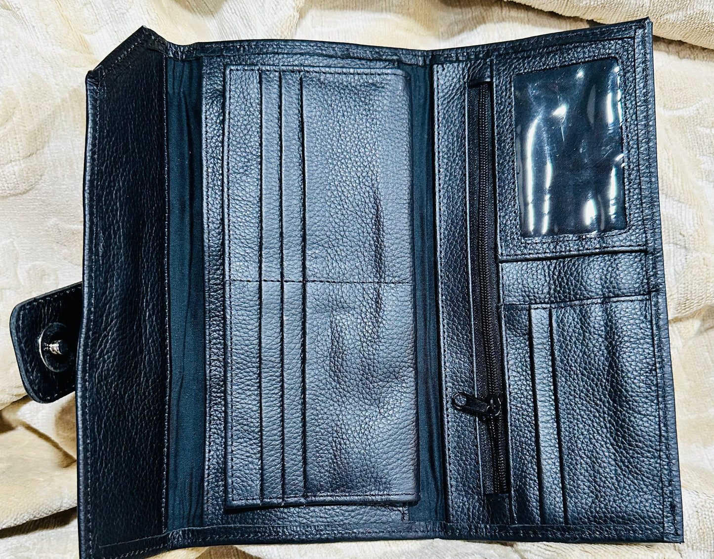 Handmade Guatemalan Huipil Wallet | Black Leather Artisan Wallet